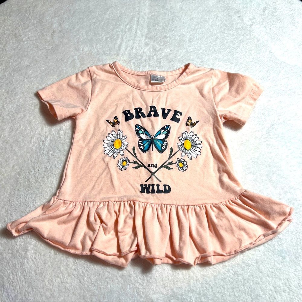 Toddler Girls "Brave and Wild" Babydoll Graphic Tee 0514K